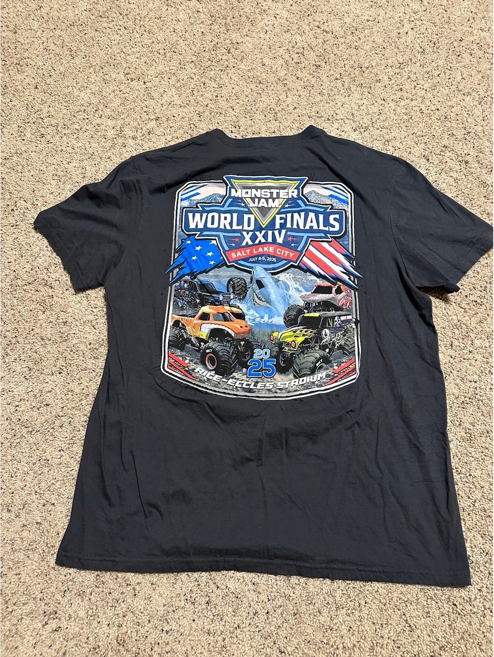 Monster Jam World Finals XXIV Salt Lake City 2025 Graphic T-Shirt Black Size L